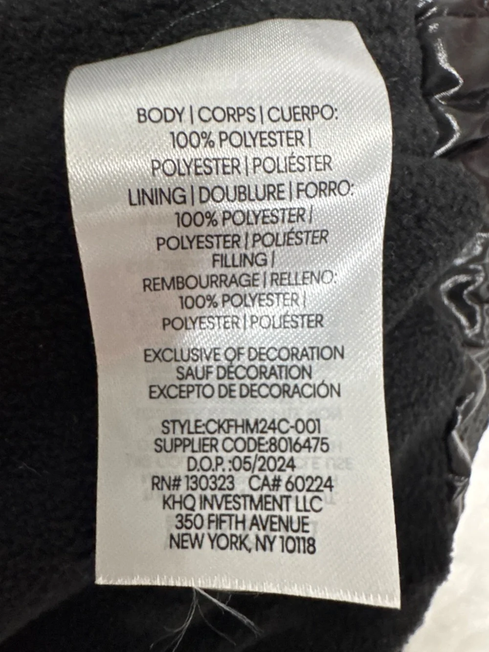 Calvin Klein Baby Boy Puffer Jacket Hoodie 18 Months Glossy Black
